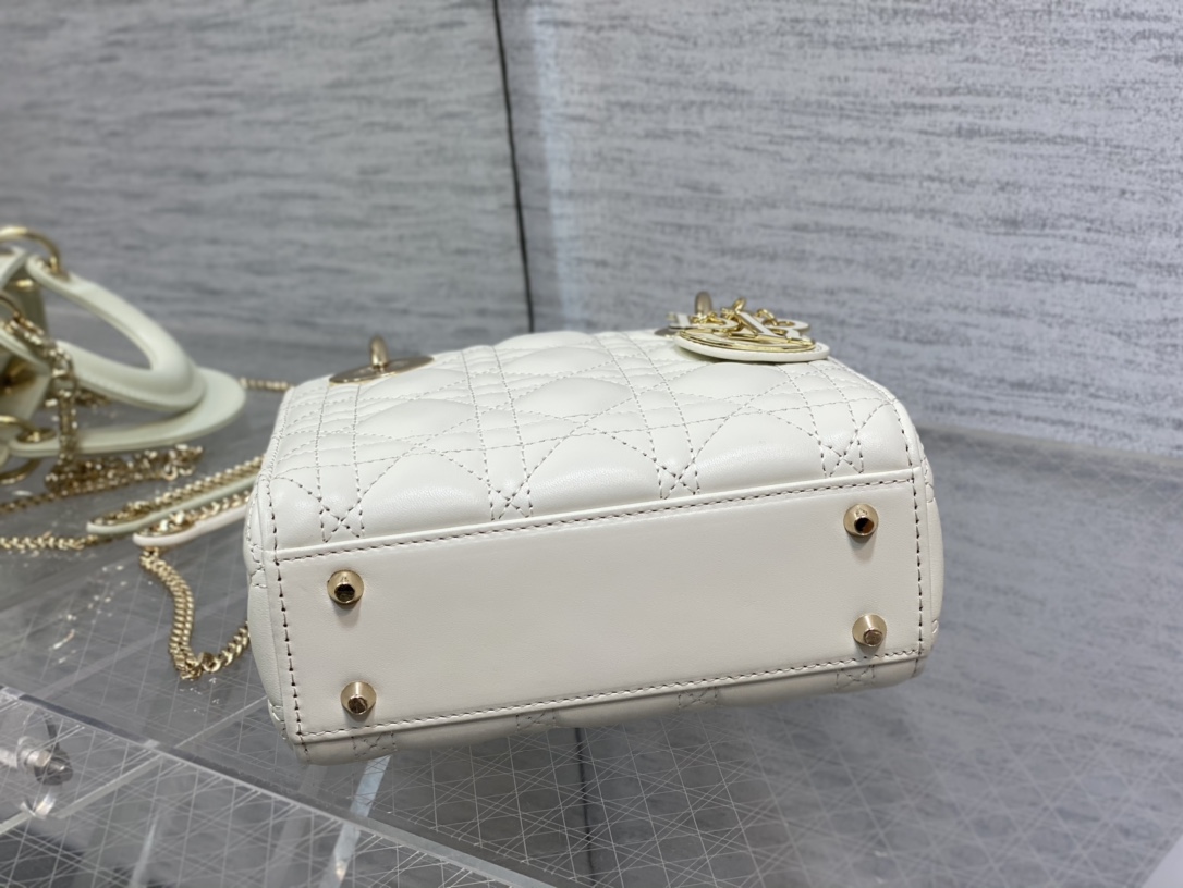 Mini Lady Dior Bag Latte Cannage Lambskin